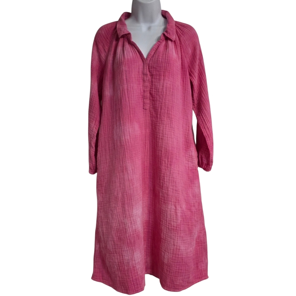 Xirena Long Sleeve Knee Length Cotton Gauze Dress- Oversized Small